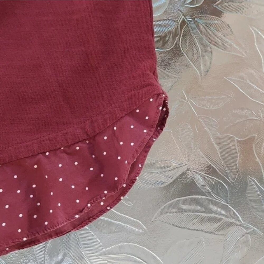 LOFT Burgundy Blouse with Polka Dot Trim - Picture 5 of 5